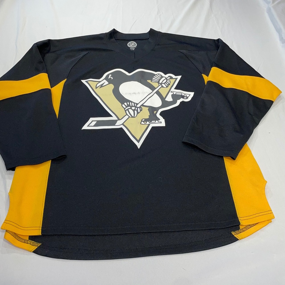 NHL Pittsburgh Penguins Hockey Jersey Mens Large Black Gold 7240A 11
